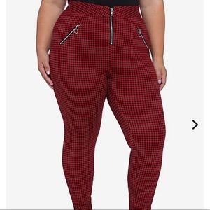 Red plaid houndstooth pants